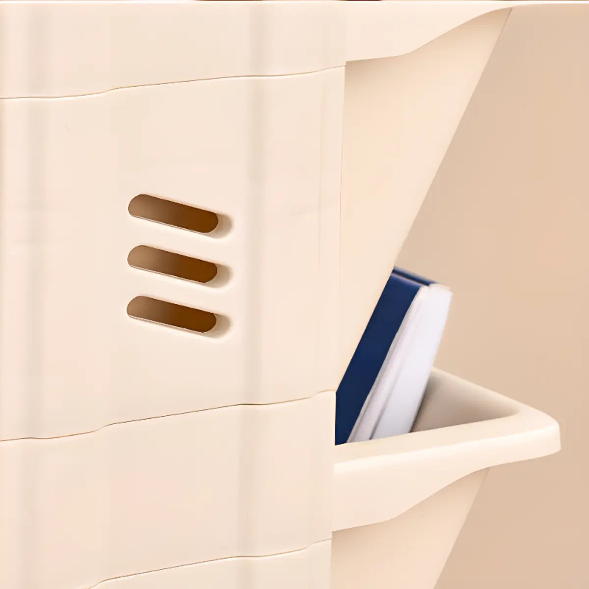 Casual Ivory Open Polymer Sliding Storage Bookshelf Image - 12