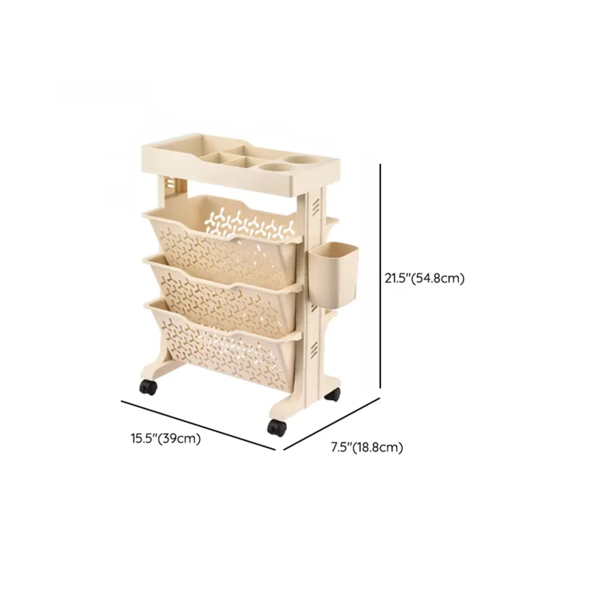 Casual Ivory Open Polymer Sliding Storage Bookshelf 