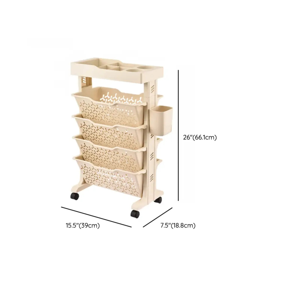Casual Ivory Open Polymer Sliding Storage Bookshelf Image - 15