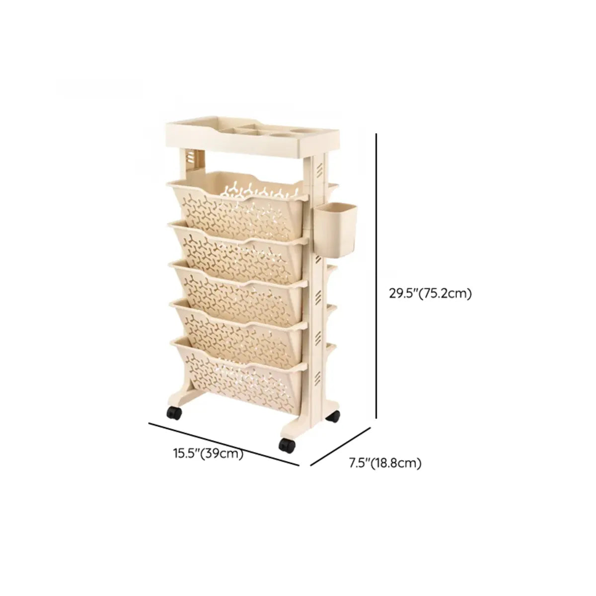Casual Ivory Open Polymer Sliding Storage Bookshelf Image - 16