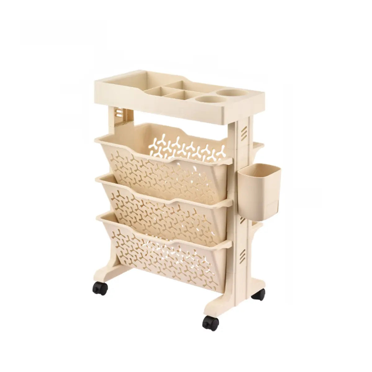 Casual Ivory Open Polymer Sliding Storage Bookshelf Image - 4