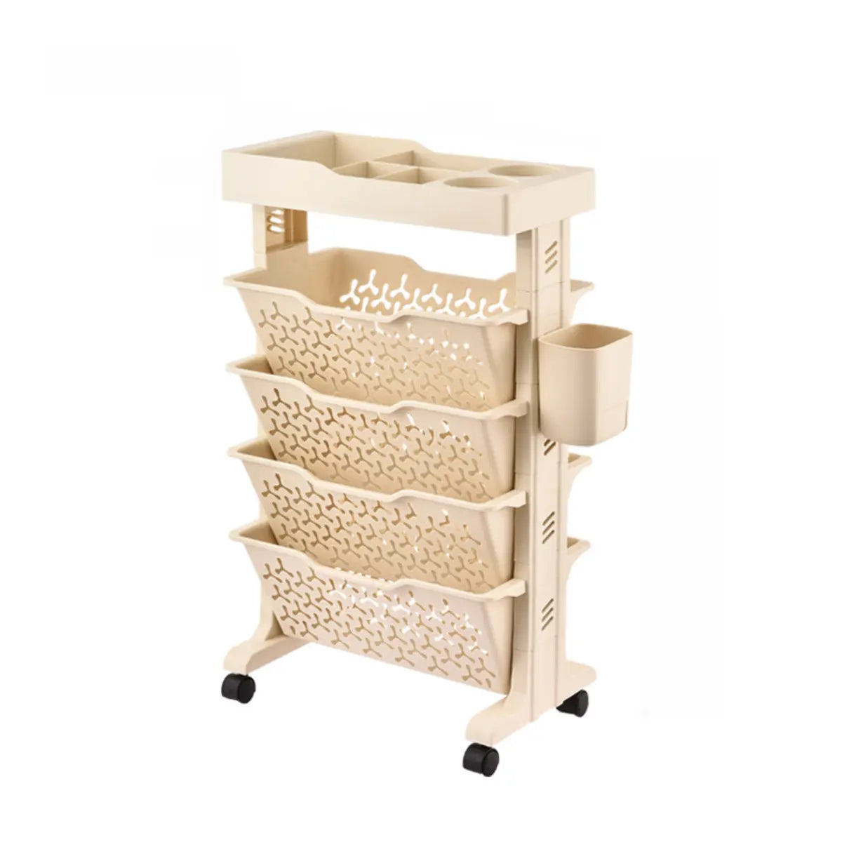 Casual Ivory Open Polymer Sliding Storage Bookshelf Image - 5
