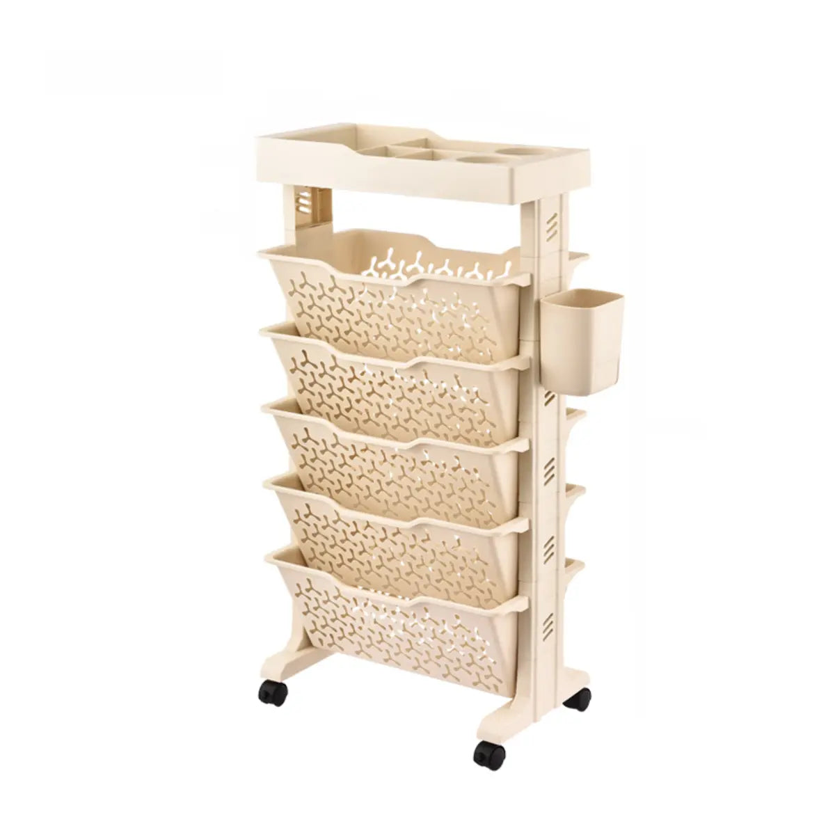 Casual Ivory Open Polymer Sliding Storage Bookshelf Image - 6