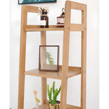 Casual Ladder Bamboo 4-Tier Natural Small Bookcase Image - 4