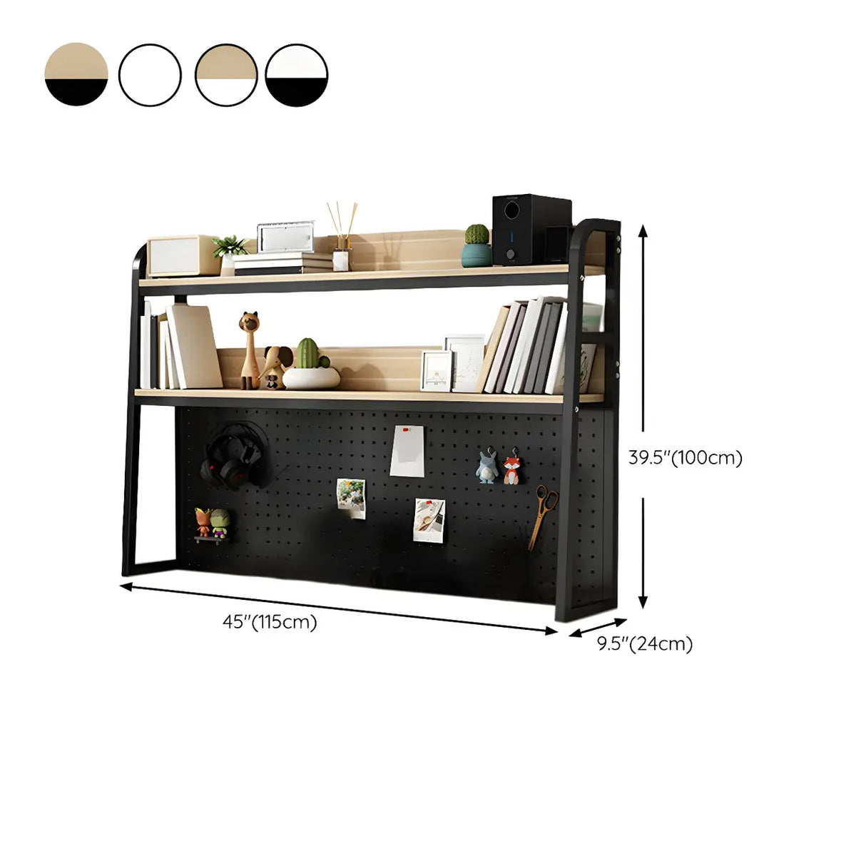 Casual Metal Ladder Wood 3-Tiers Desktop Bookcase Image - 12