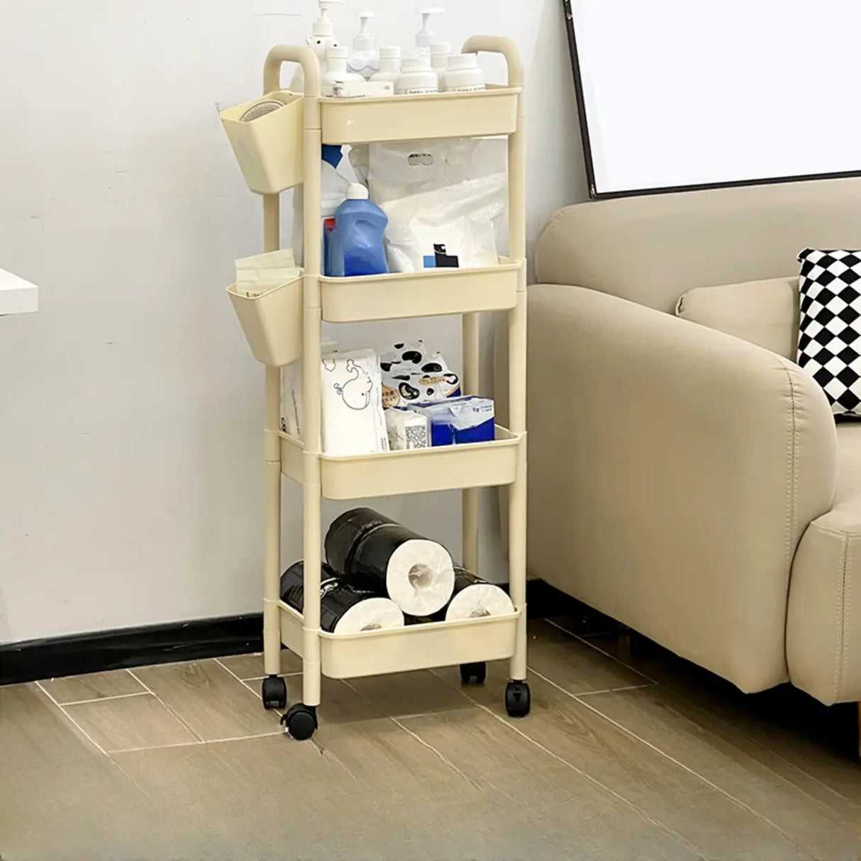 Casual Mobile Multifunctional Storage Cart Bookshelf Image - 11