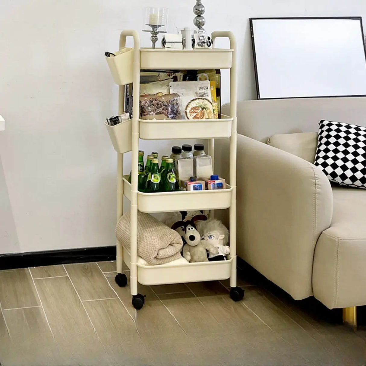 Casual Mobile Multifunctional Storage Cart Bookshelf Image - 16