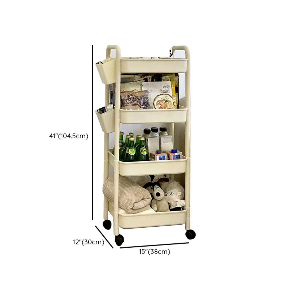 Casual Mobile Multifunctional Storage Cart Bookshelf Image - 20
