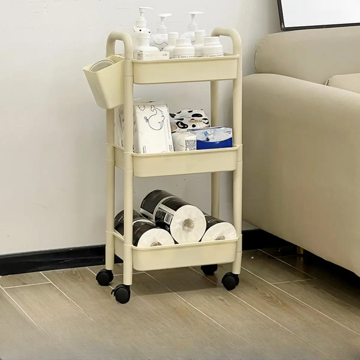 Casual Mobile Multifunctional Storage Cart Bookshelf Image - 9