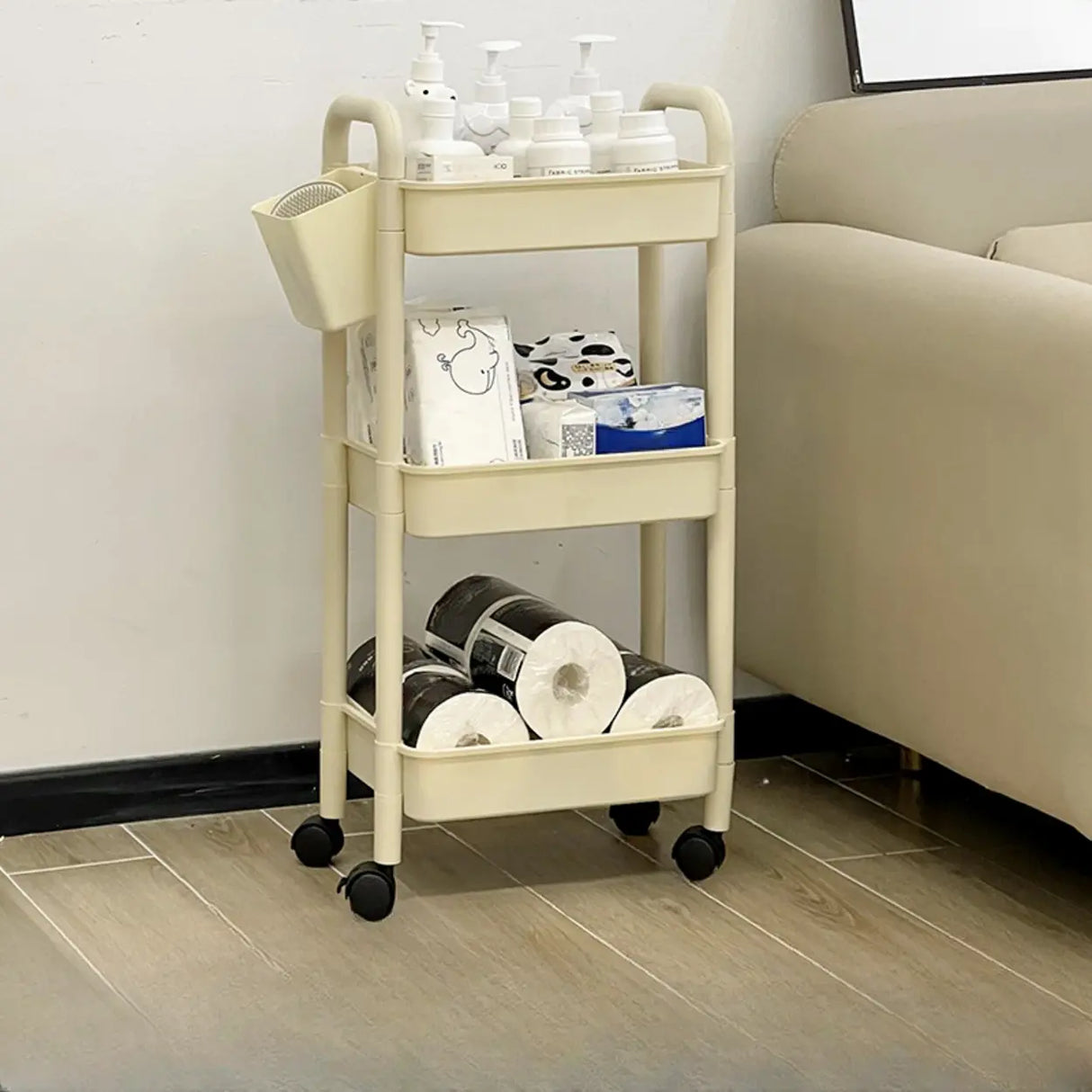 Casual Mobile Multifunctional Storage Cart Bookshelf Image - 9