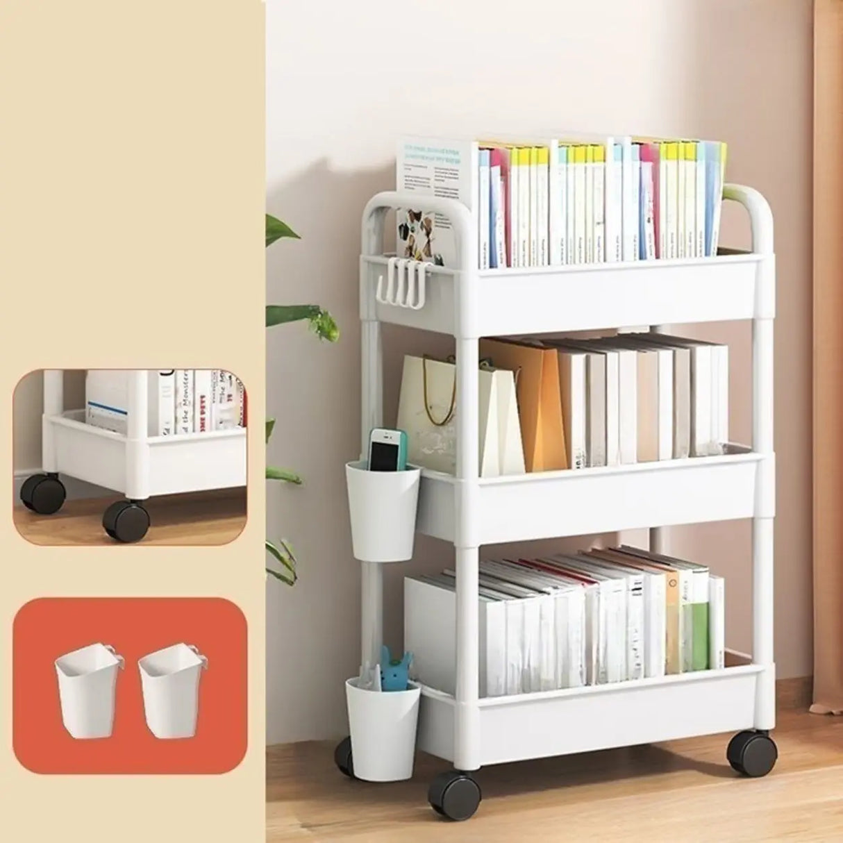 Casual Multi-Tiers Vertical Open Back Sliding Bookshelf Image - 10