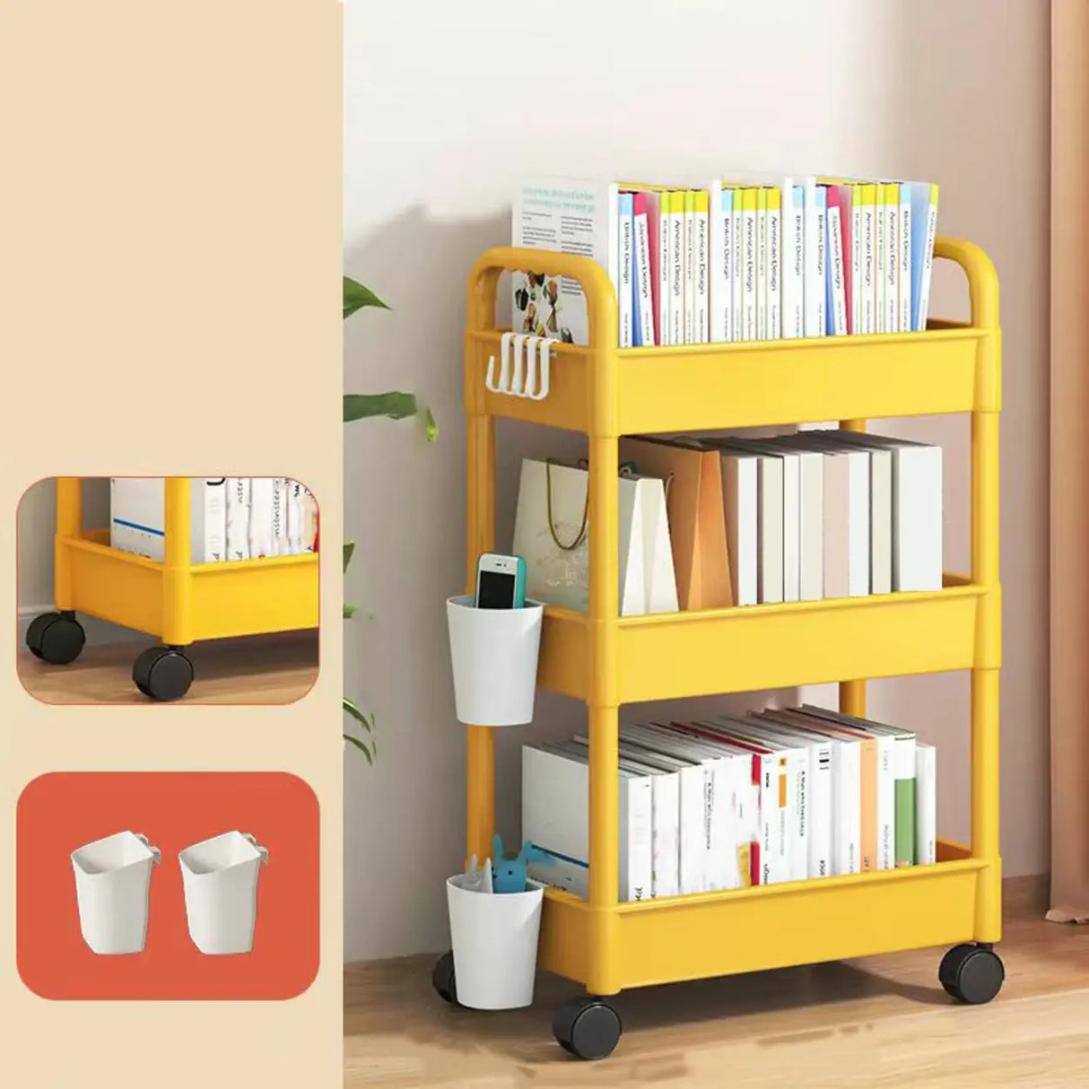 Casual Multi-Tiers Vertical Open Back Sliding Bookshelf Image - 17