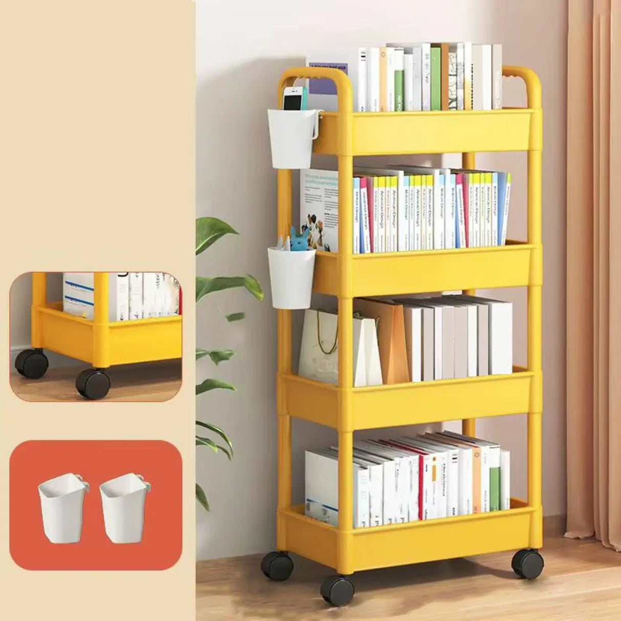 Casual Multi-Tiers Vertical Open Back Sliding Bookshelf Image - 19