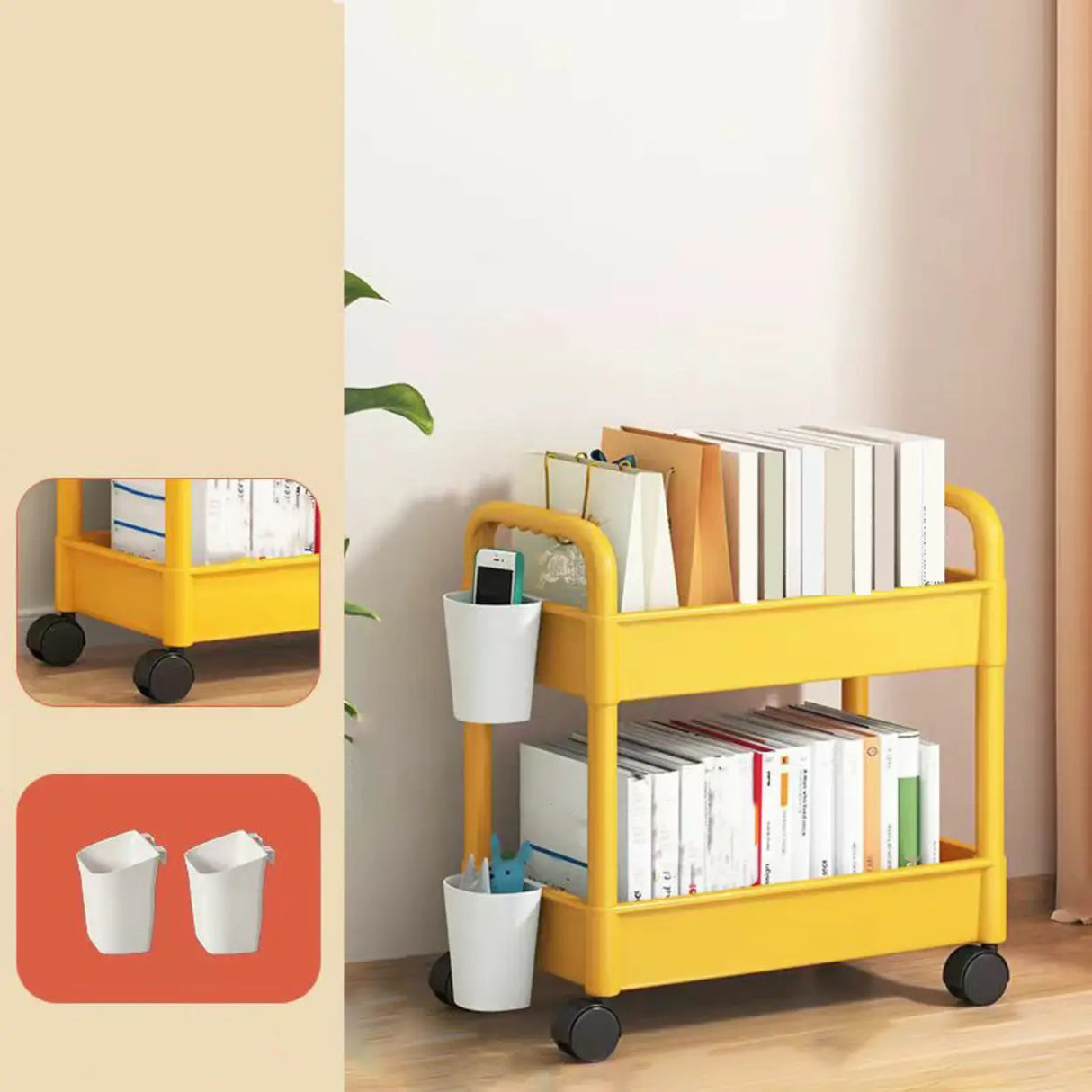 Casual Multi-Tiers Vertical Open Back Sliding Bookshelf Image - 20