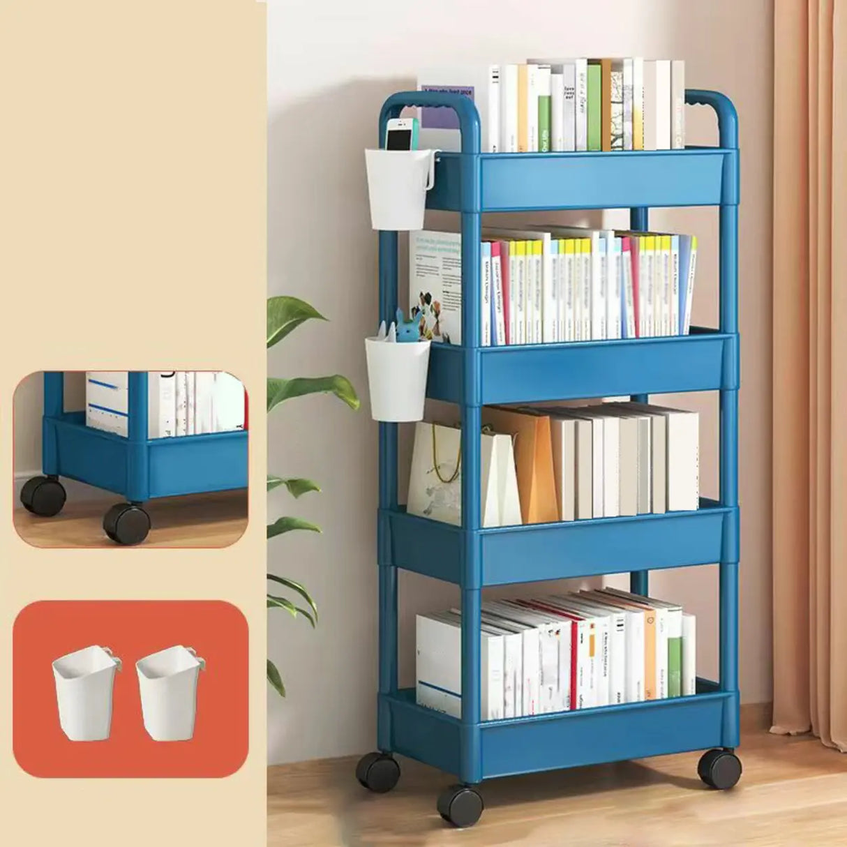 Casual Multi-Tiers Vertical Open Back Sliding Bookshelf Image - 23
