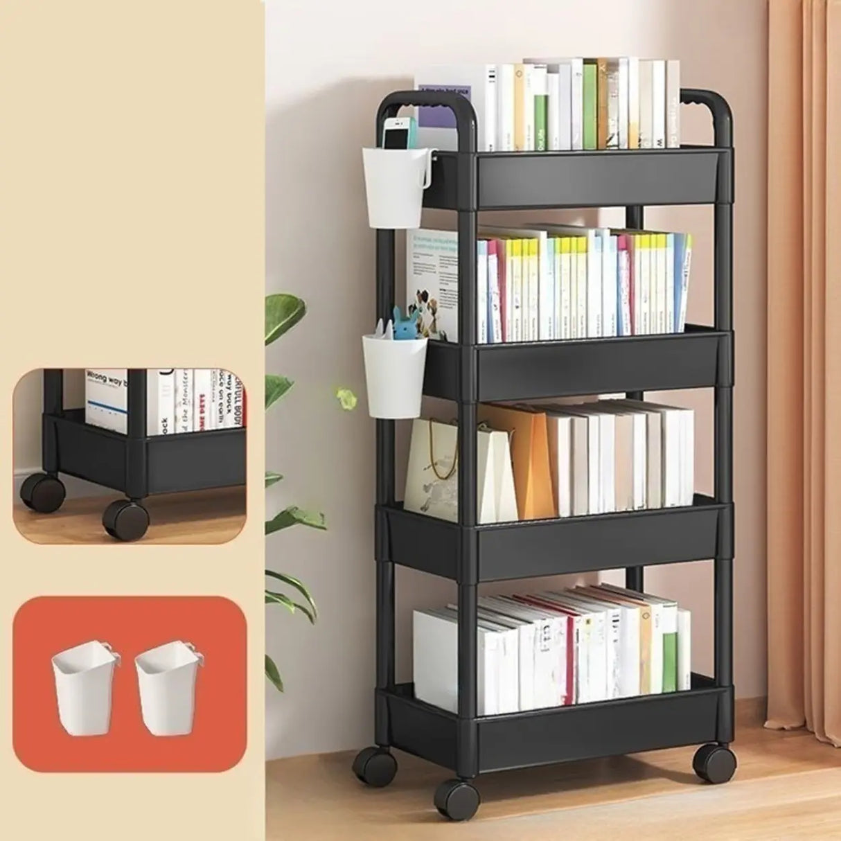 Casual Multi-Tiers Vertical Open Back Sliding Bookshelf Image - 6