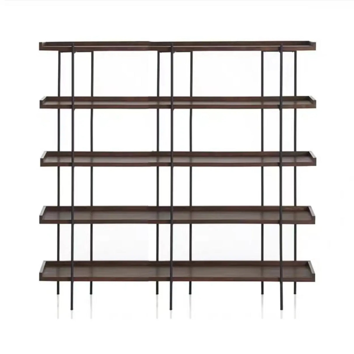 Casual Open Back Metal Frame Pine Etagere Bookshelf Image - 11