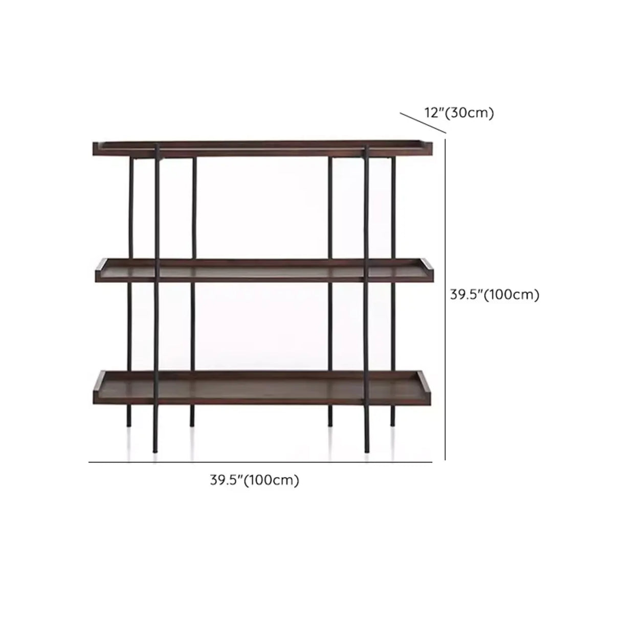 Casual Open Back Metal Frame Pine Etagere Bookshelf 