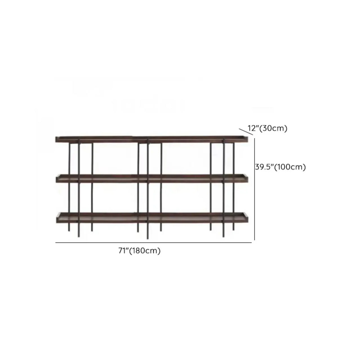 Casual Open Back Metal Frame Pine Etagere Bookshelf Image - 14