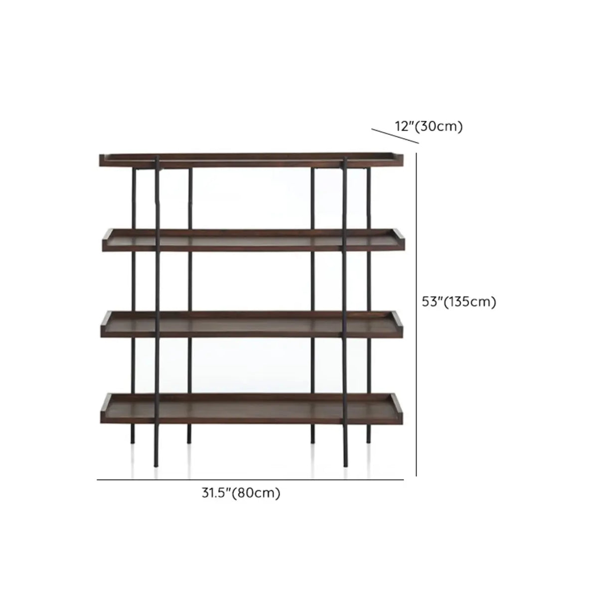 Casual Open Back Metal Frame Pine Etagere Bookshelf Image - 15