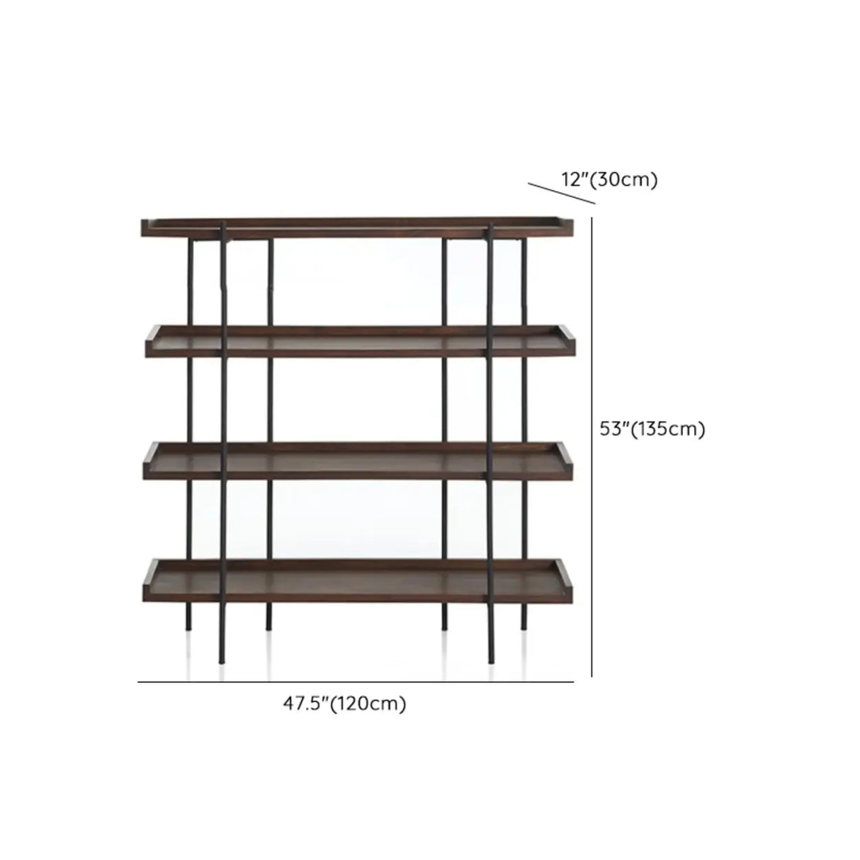 Casual Open Back Metal Frame Pine Etagere Bookshelf Image - 17
