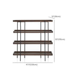 Casual Open Back Metal Frame Pine Etagere Bookshelf Image - 17