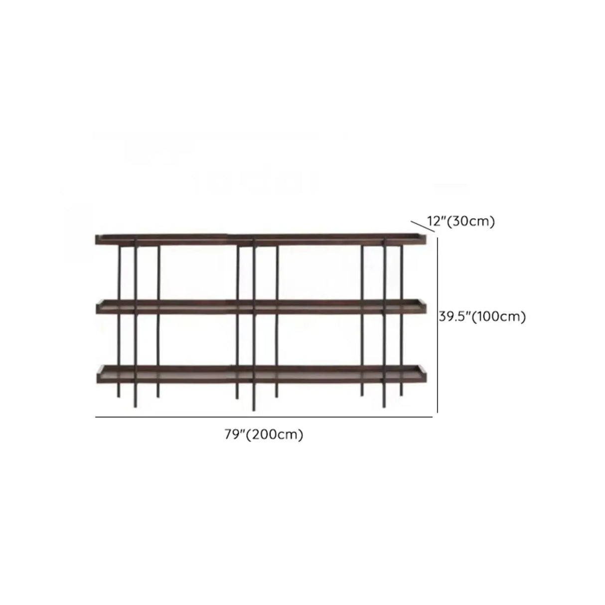 Casual Open Back Metal Frame Pine Etagere Bookshelf Image - 20