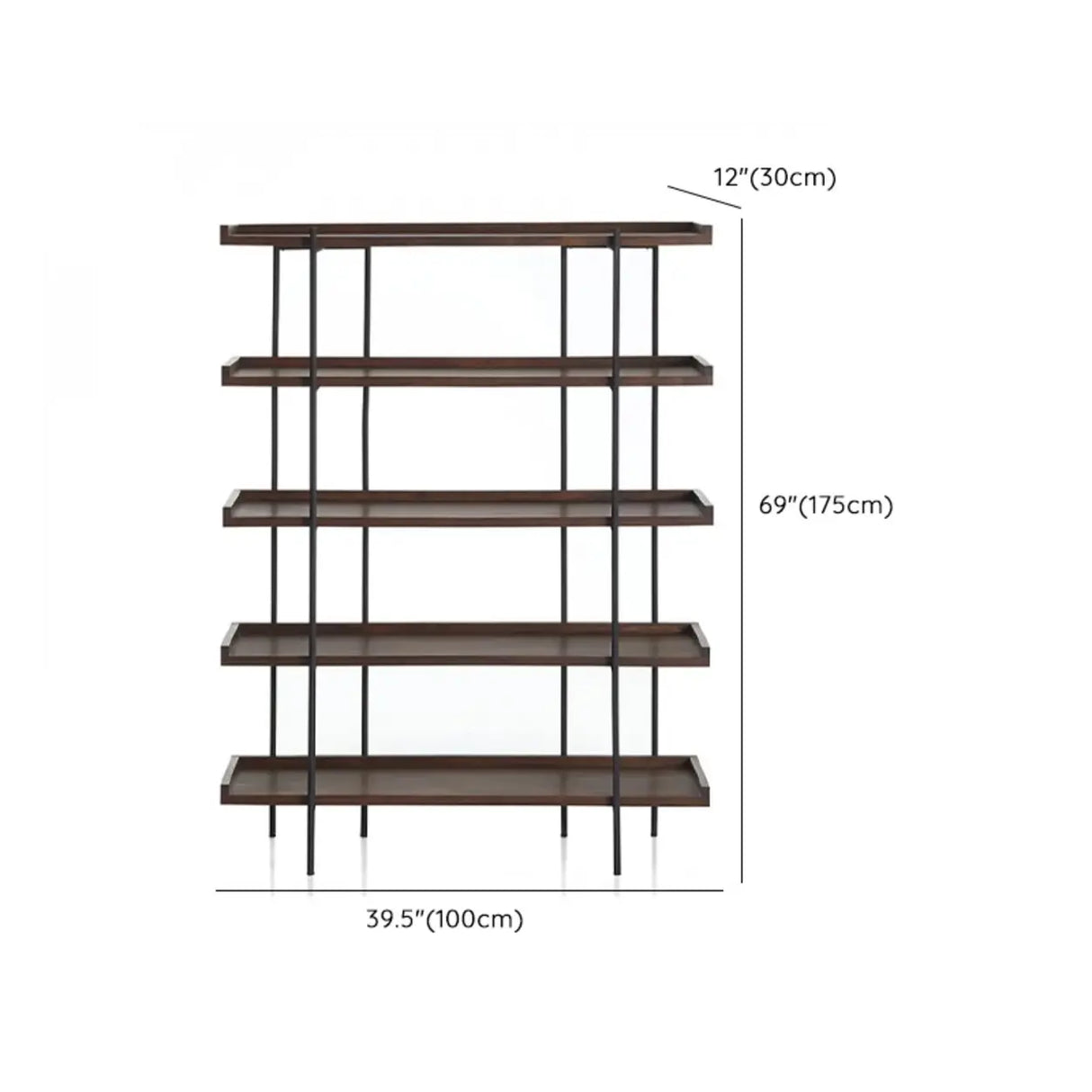 Casual Open Back Metal Frame Pine Etagere Bookshelf Image - 21