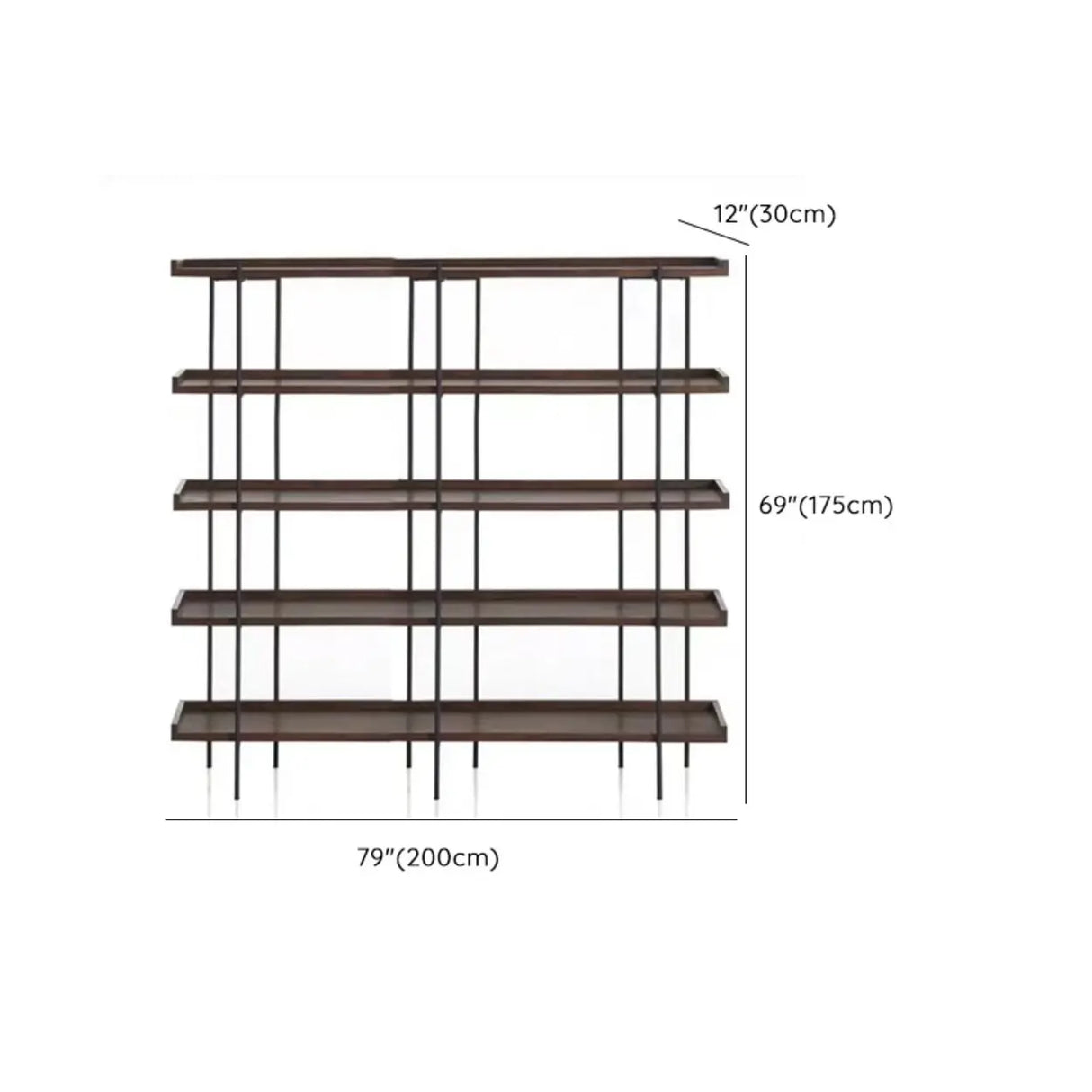 Casual Open Back Metal Frame Pine Etagere Bookshelf Image - 25