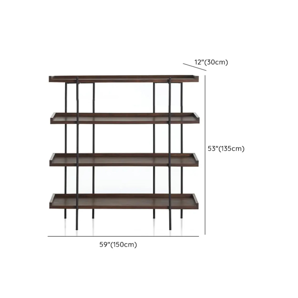 Casual Open Back Metal Frame Pine Etagere Bookshelf Image - 27