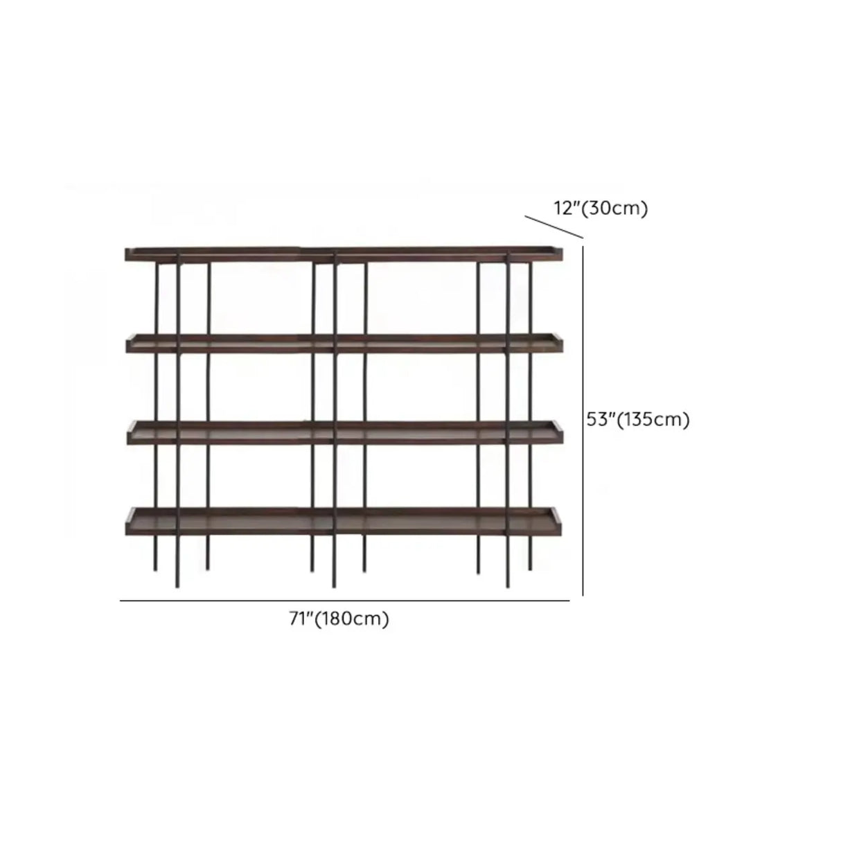 Casual Open Back Metal Frame Pine Etagere Bookshelf Image - 28