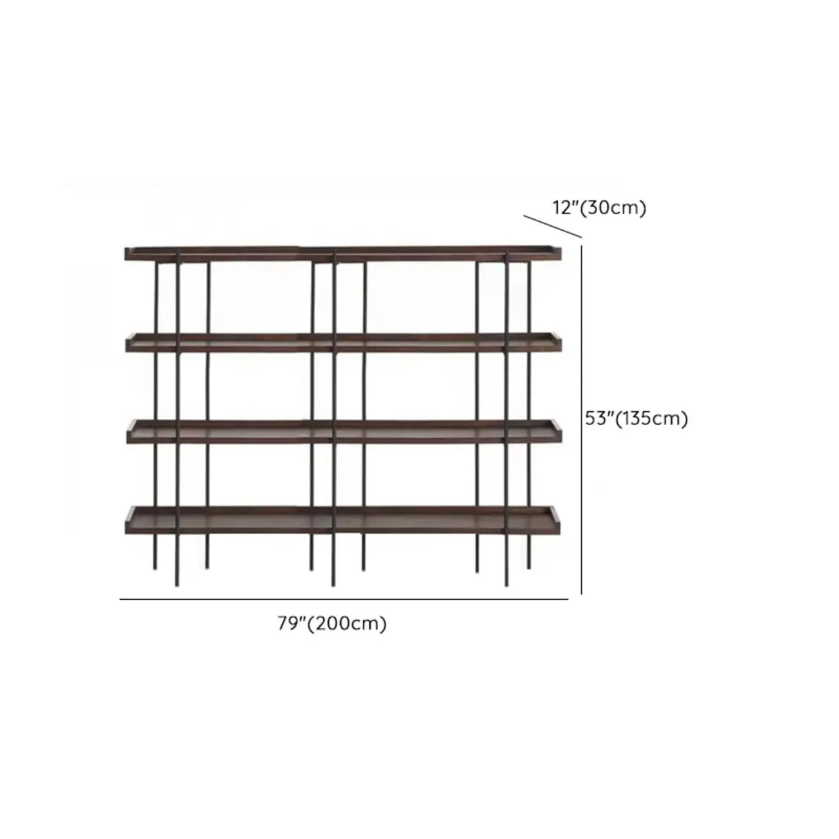 Casual Open Back Metal Frame Pine Etagere Bookshelf Image - 29