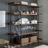 Casual Open Back Metal Frame Pine Etagere Bookshelf Image - 4
