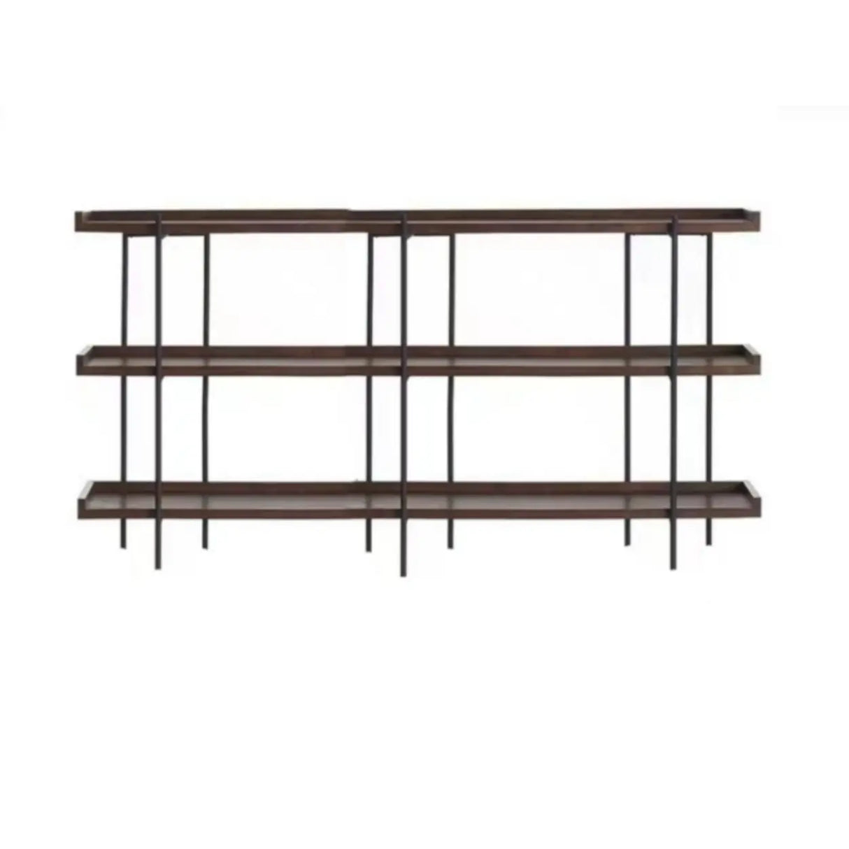 Casual Open Back Metal Frame Pine Etagere Bookshelf Image - 7
