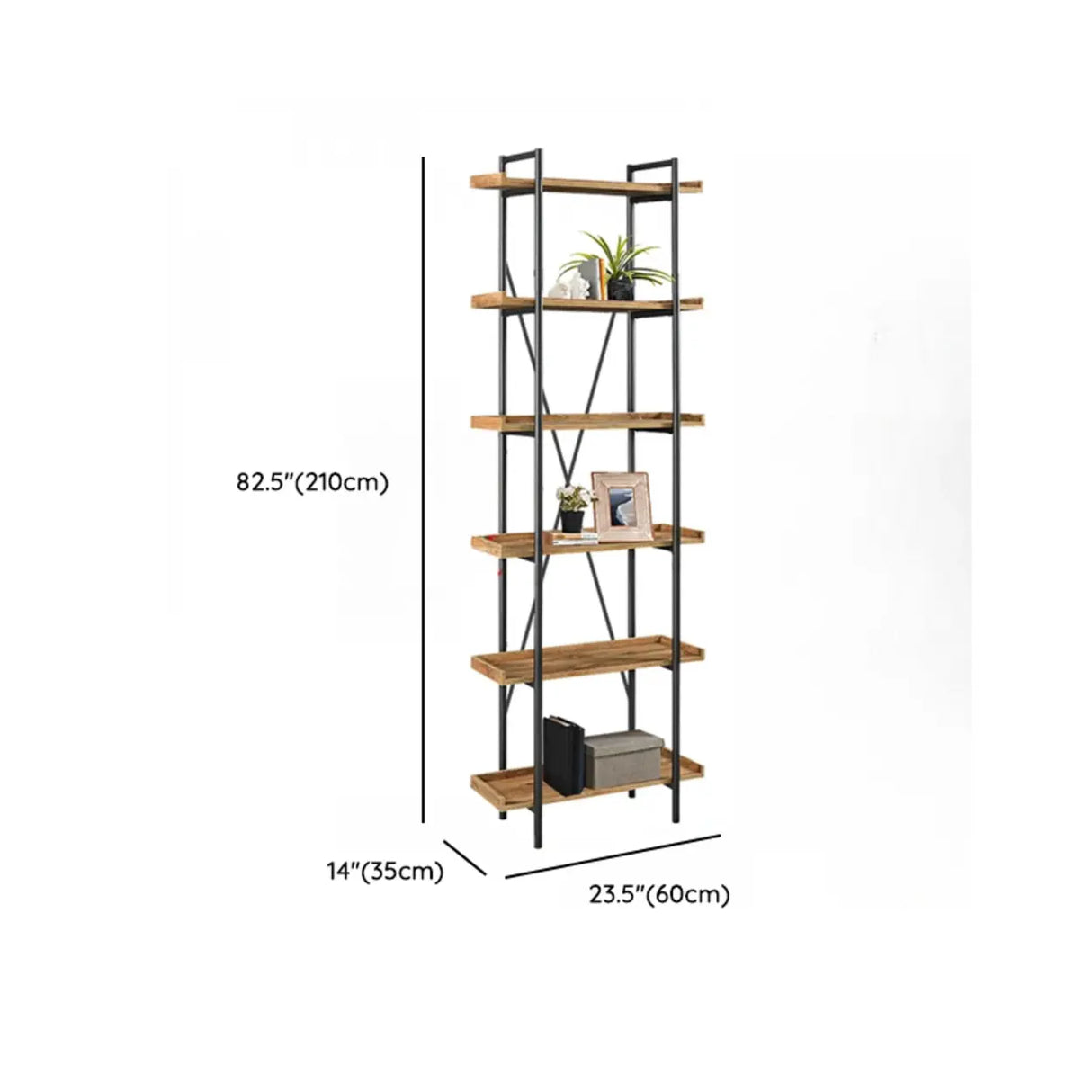 Casual Open Back Metal Frame Rectangular Bookcase Image - 42