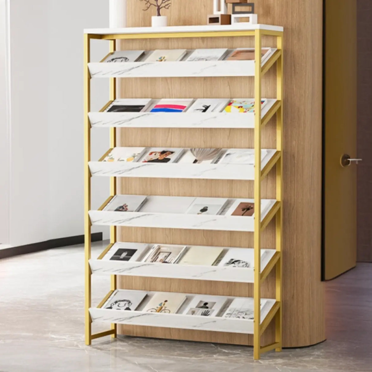 Casual Open Back Metal Frame Vertical Display Bookcase Image - 1