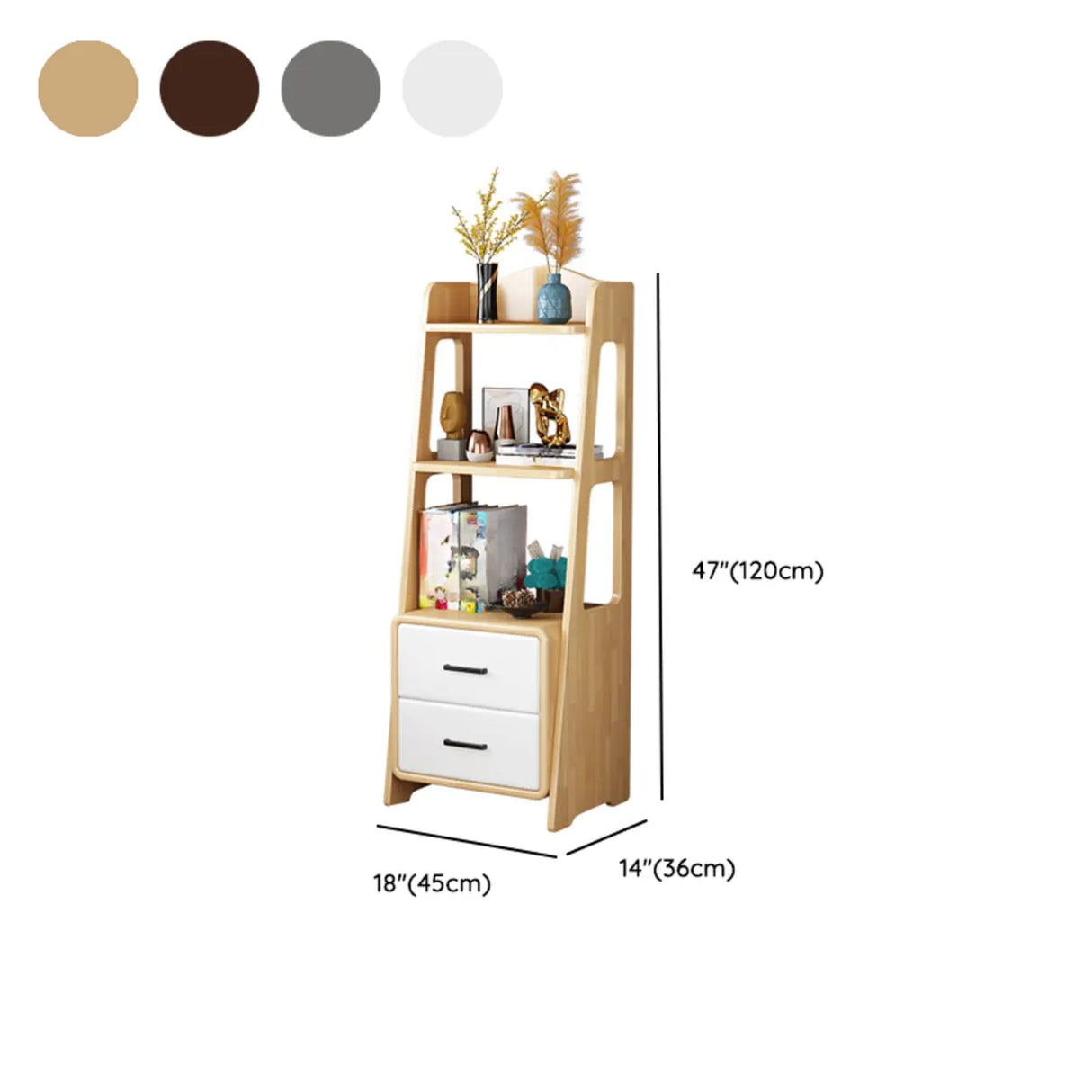 Casual Open Back Natural Wood Ladder Storage Bookcase 