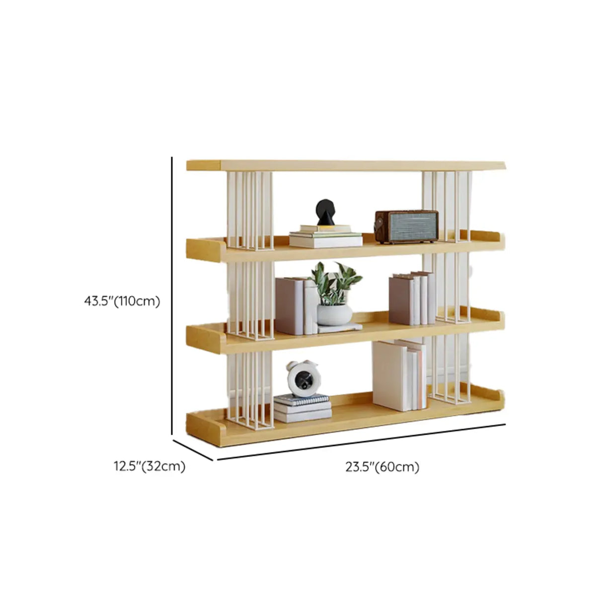 Casual Open Back Pine Metal Frame Display Bookcase Image - 16