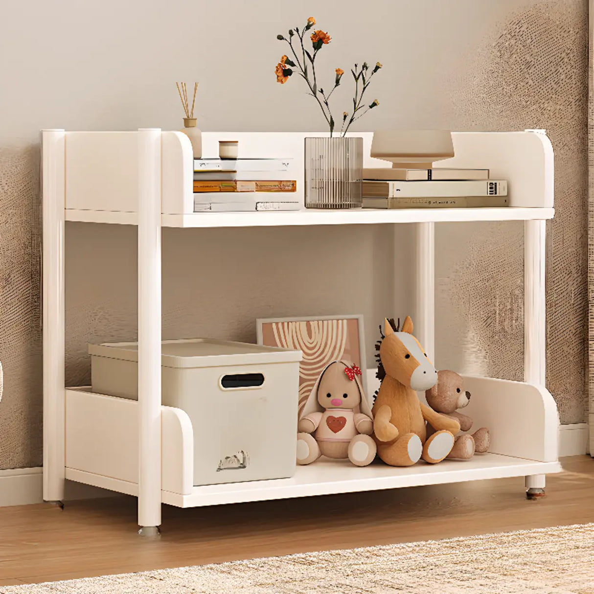Casual Open Back Rectangular White Display Bookshelf Image - 10