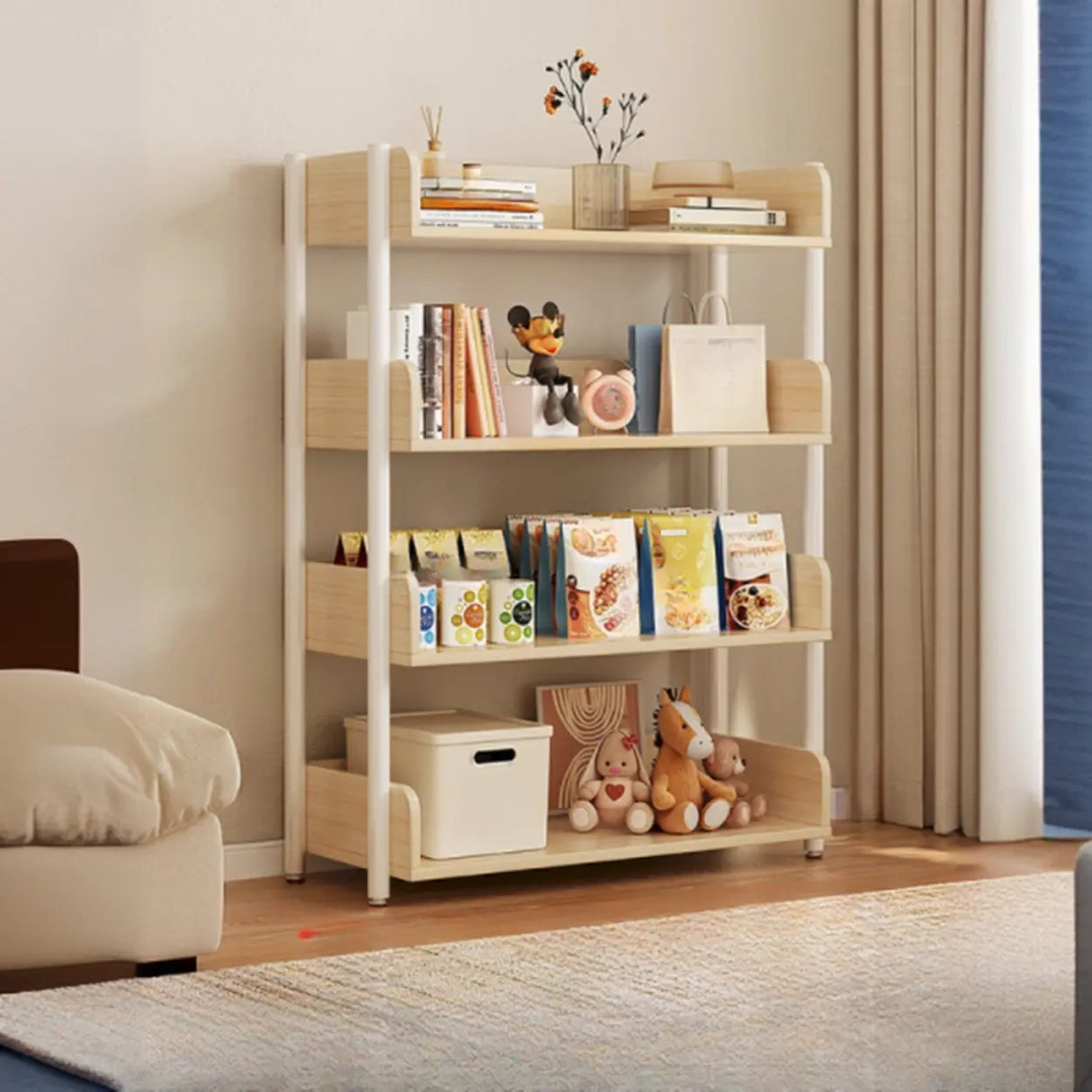 Casual Open Back Rectangular White Display Bookshelf Image - 16