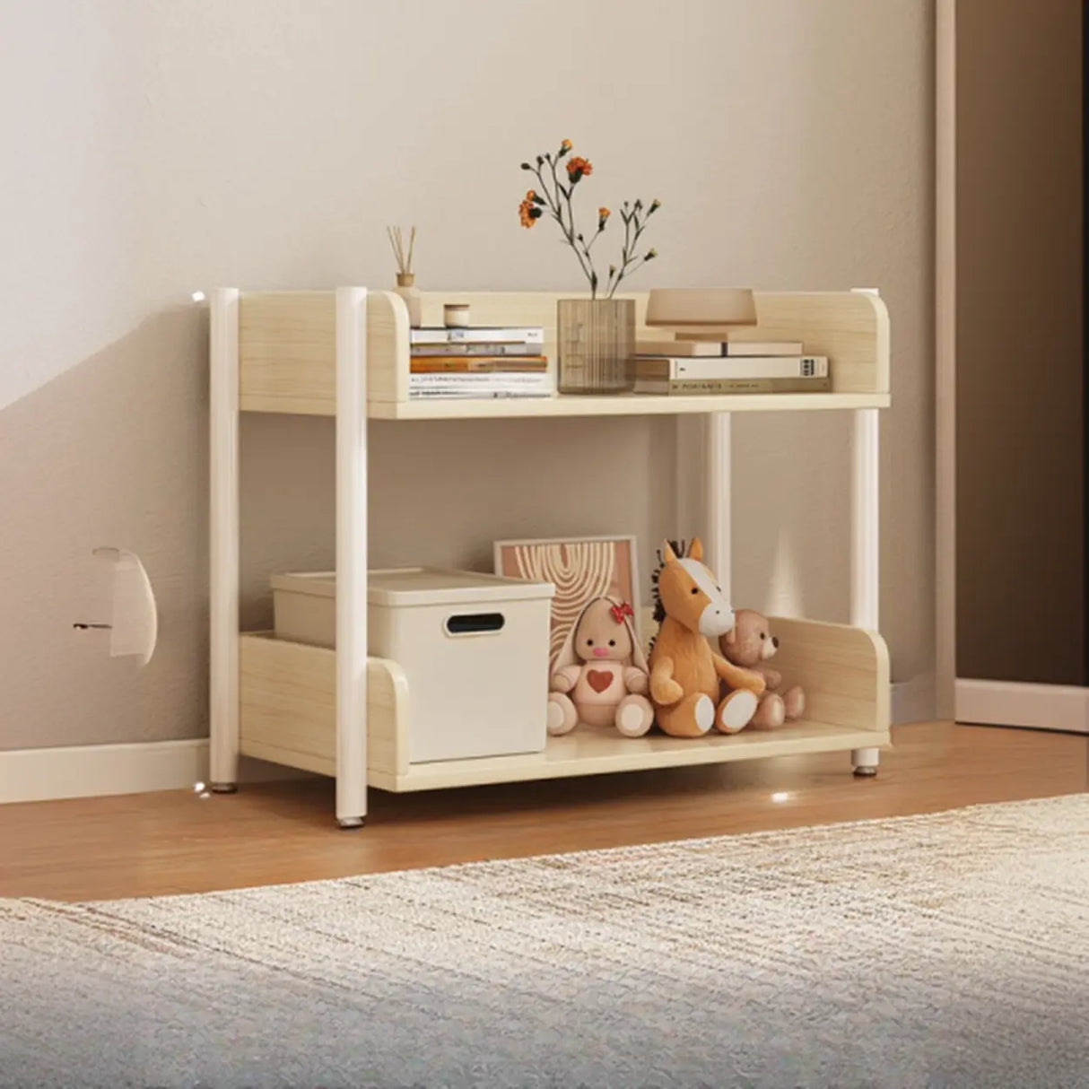 Casual Open Back Rectangular White Display Bookshelf Image - 22