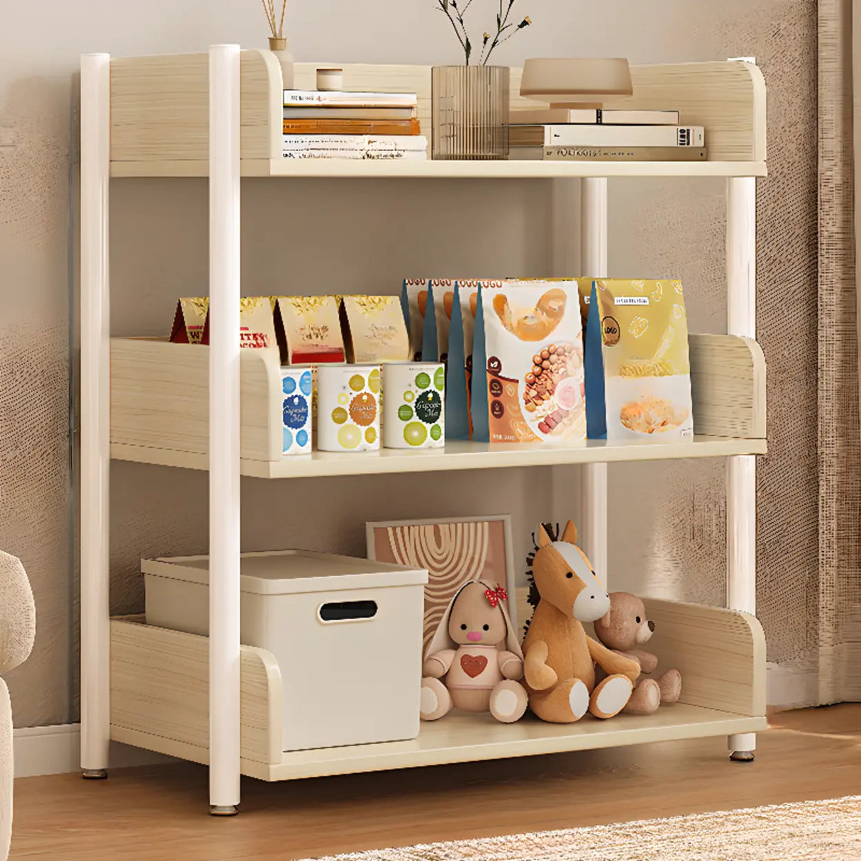 Casual Open Back Rectangular White Display Bookshelf Image - 28