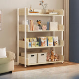 Casual Open Back Rectangular White Display Bookshelf Image - 35
