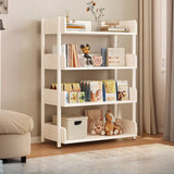 Casual Open Back Rectangular White Display Bookshelf Image - 36
