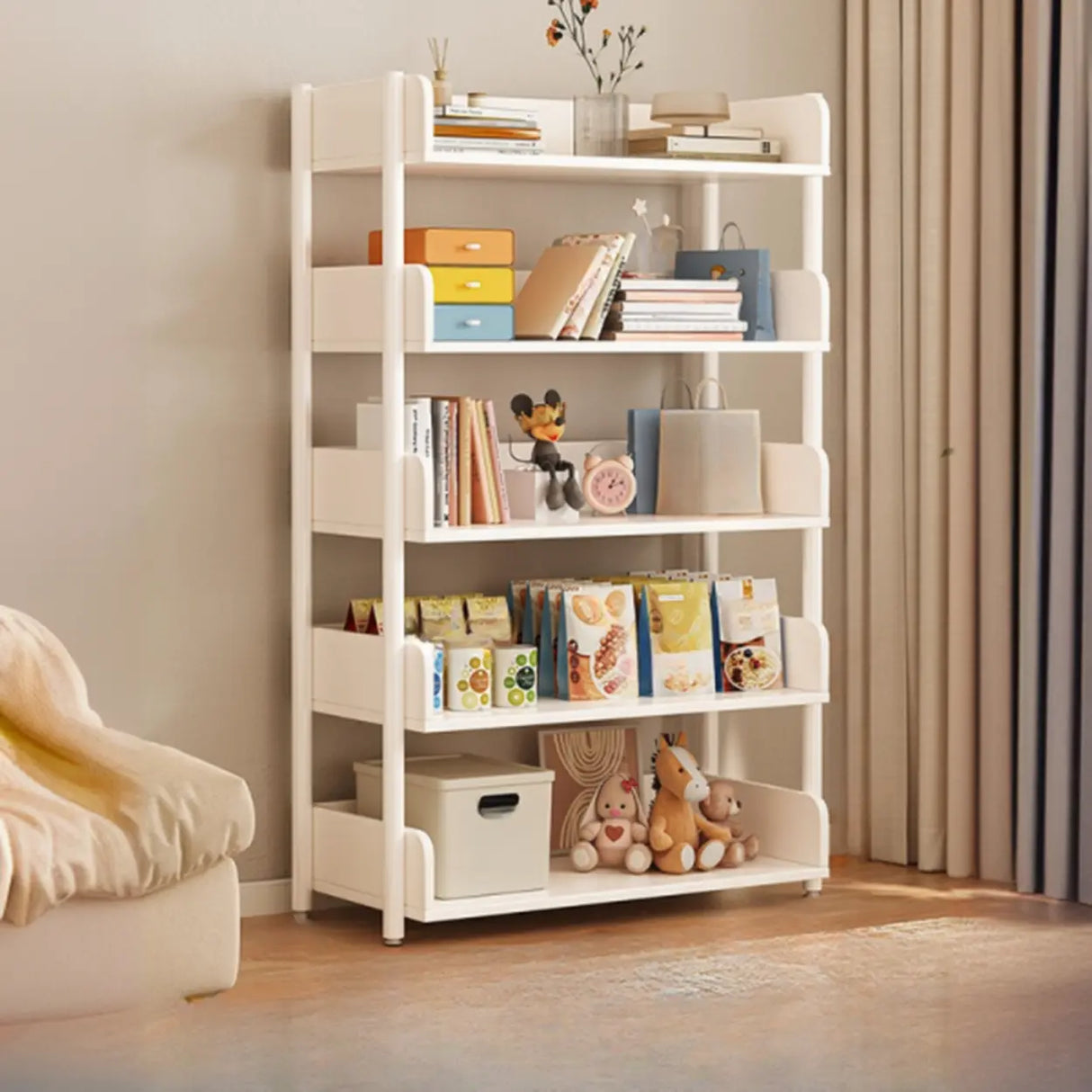 Casual Open Back Rectangular White Display Bookshelf Image - 42