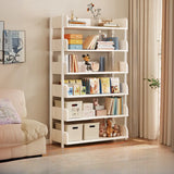 Casual Open Back Rectangular White Display Bookshelf Image - 45
