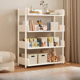 Casual Open Back Rectangular White Display Bookshelf Image - 46