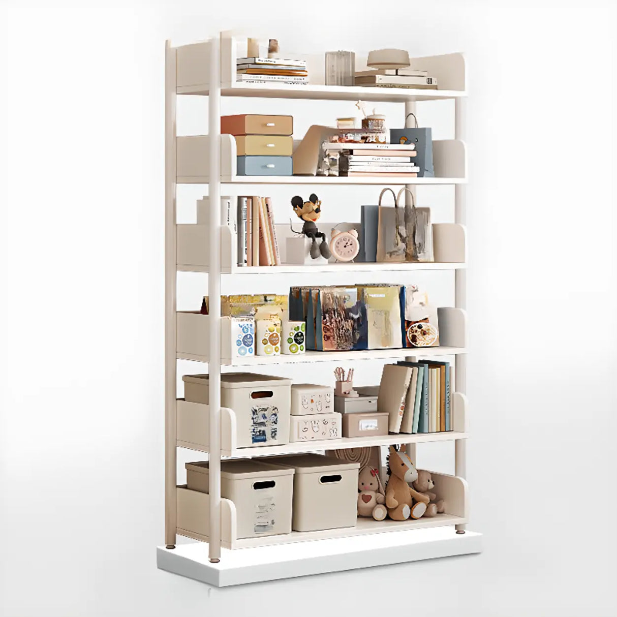Casual Open Back Rectangular White Display Bookshelf Image - 48