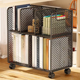 Casual Open Back Sliding Wire Mesh Storage Bookcase Image - 11