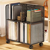 Casual Open Back Sliding Wire Mesh Storage Bookcase Image - 12